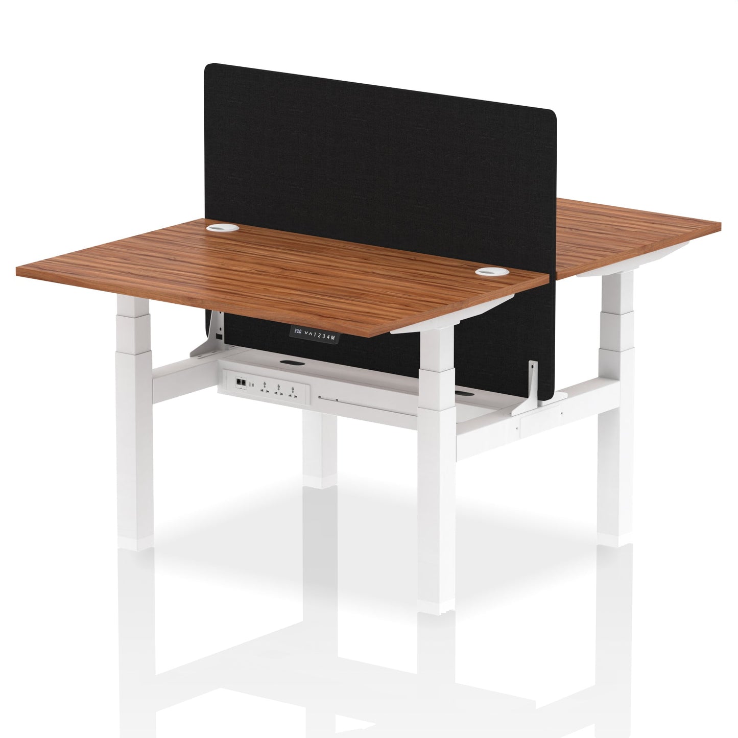Air Back-to-Back Height Adjustable Bench Desk - 2 Person with Black Straight Screen - Ergometric