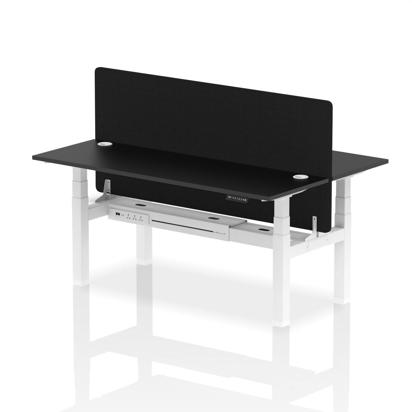 Air Back-to-Back Slimline Height Adjustable Bench Desk - 2 Person with Black Straight Screen - Ergometric