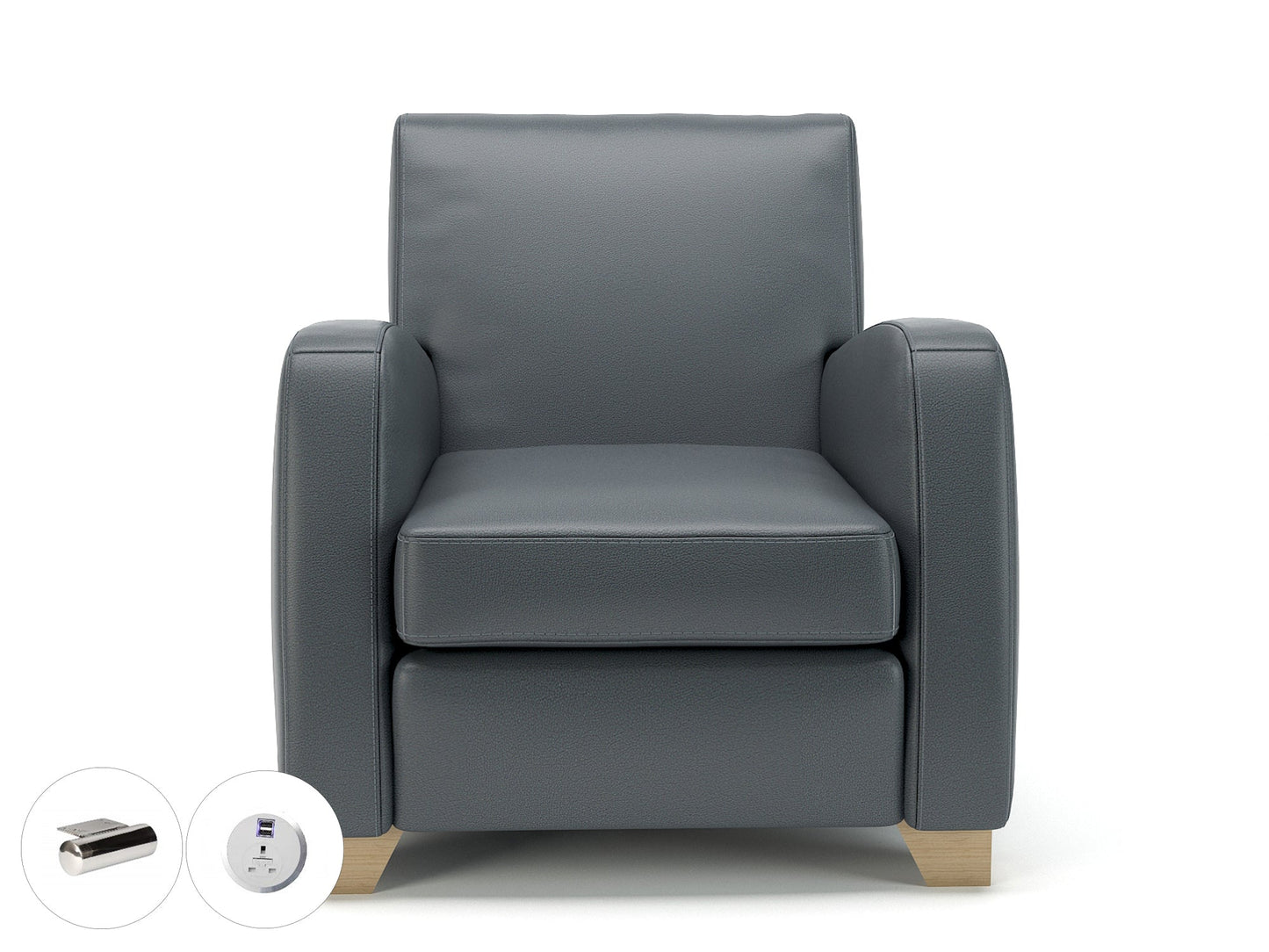 Wynne 81cm Wide Armchair in Cristina Marrone Ultima Faux Leather - Ergometric
