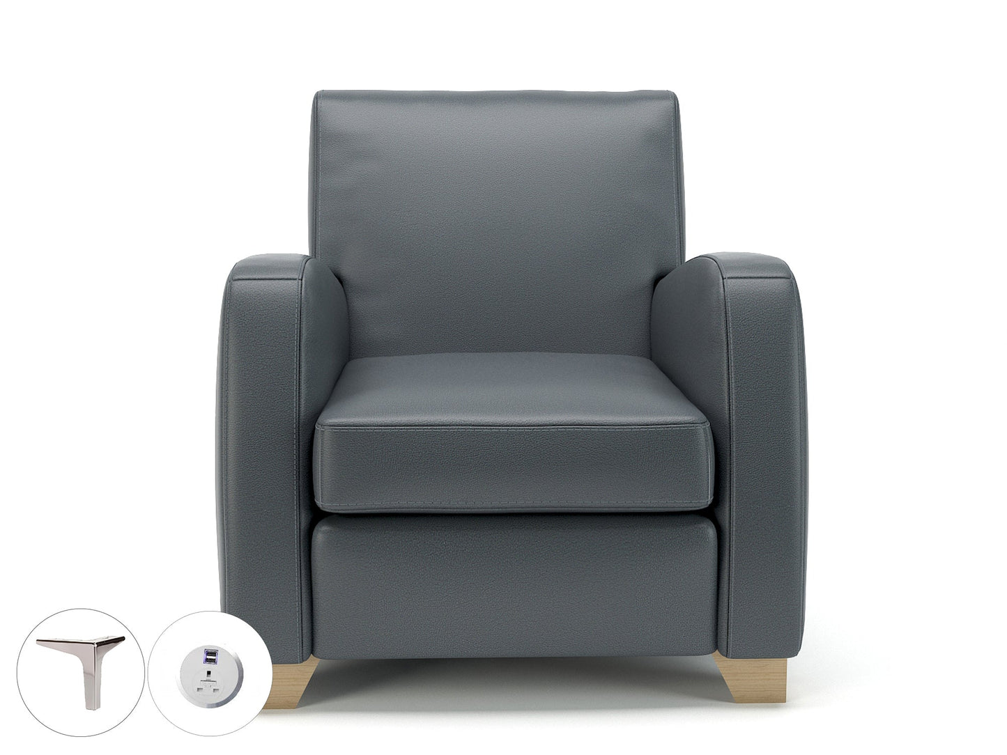 Wynne 81cm Wide Armchair in Cristina Marrone Ultima Faux Leather - Ergometric