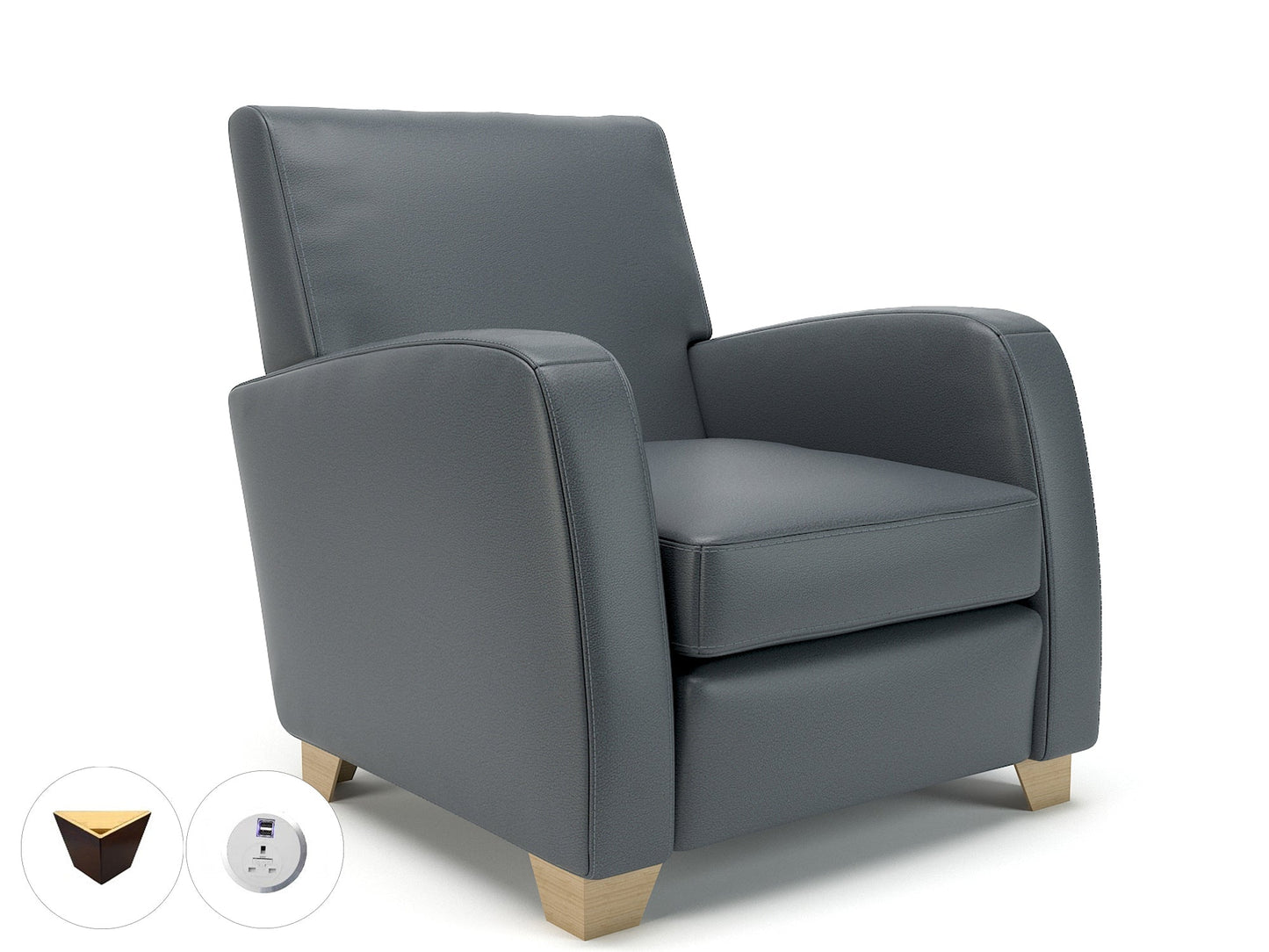 Wynne 81cm Wide Armchair in Cristina Marrone Ultima Faux Leather - Ergometric