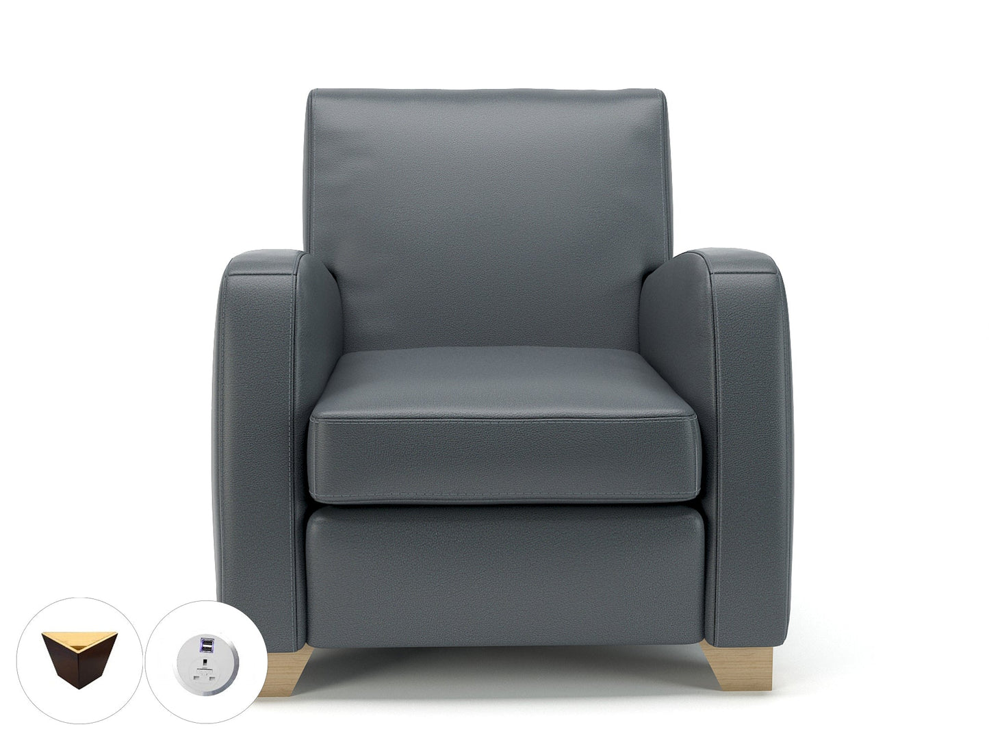 Wynne 81cm Wide Armchair in Cristina Marrone Ultima Faux Leather - Ergometric