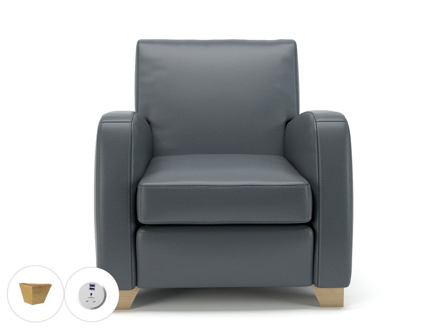 Wynne 81cm Wide Armchair in Cristina Marrone Ultima Faux Leather - Ergometric