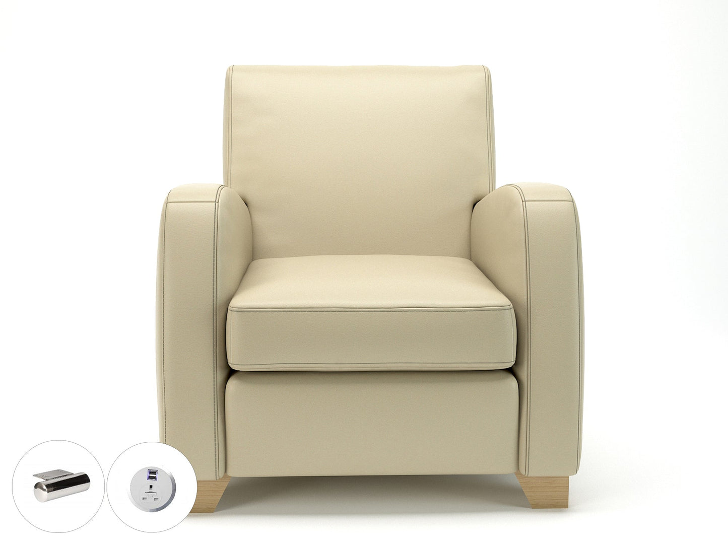 Wynne 81cm Wide Armchair in Cristina Marrone Ultima Faux Leather - Ergometric