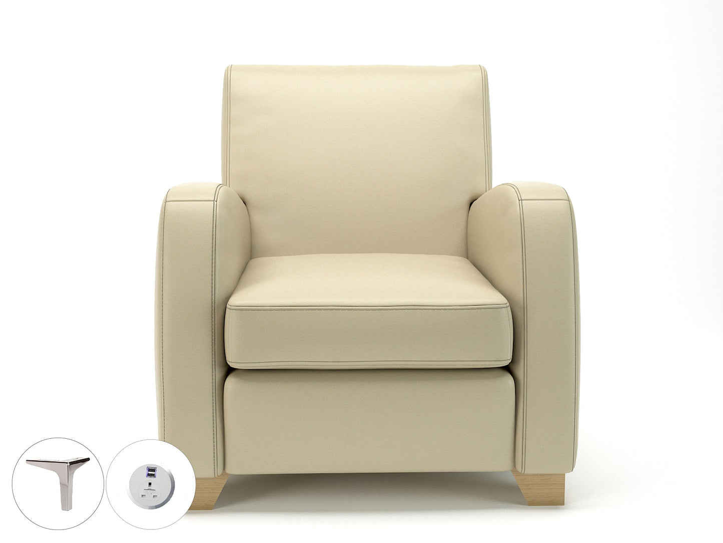 Wynne 81cm Wide Armchair in Cristina Marrone Ultima Faux Leather - Ergometric