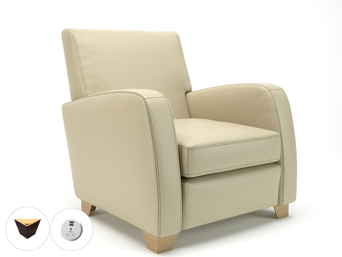 Wynne 81cm Wide Armchair in Cristina Marrone Ultima Faux Leather - Ergometric
