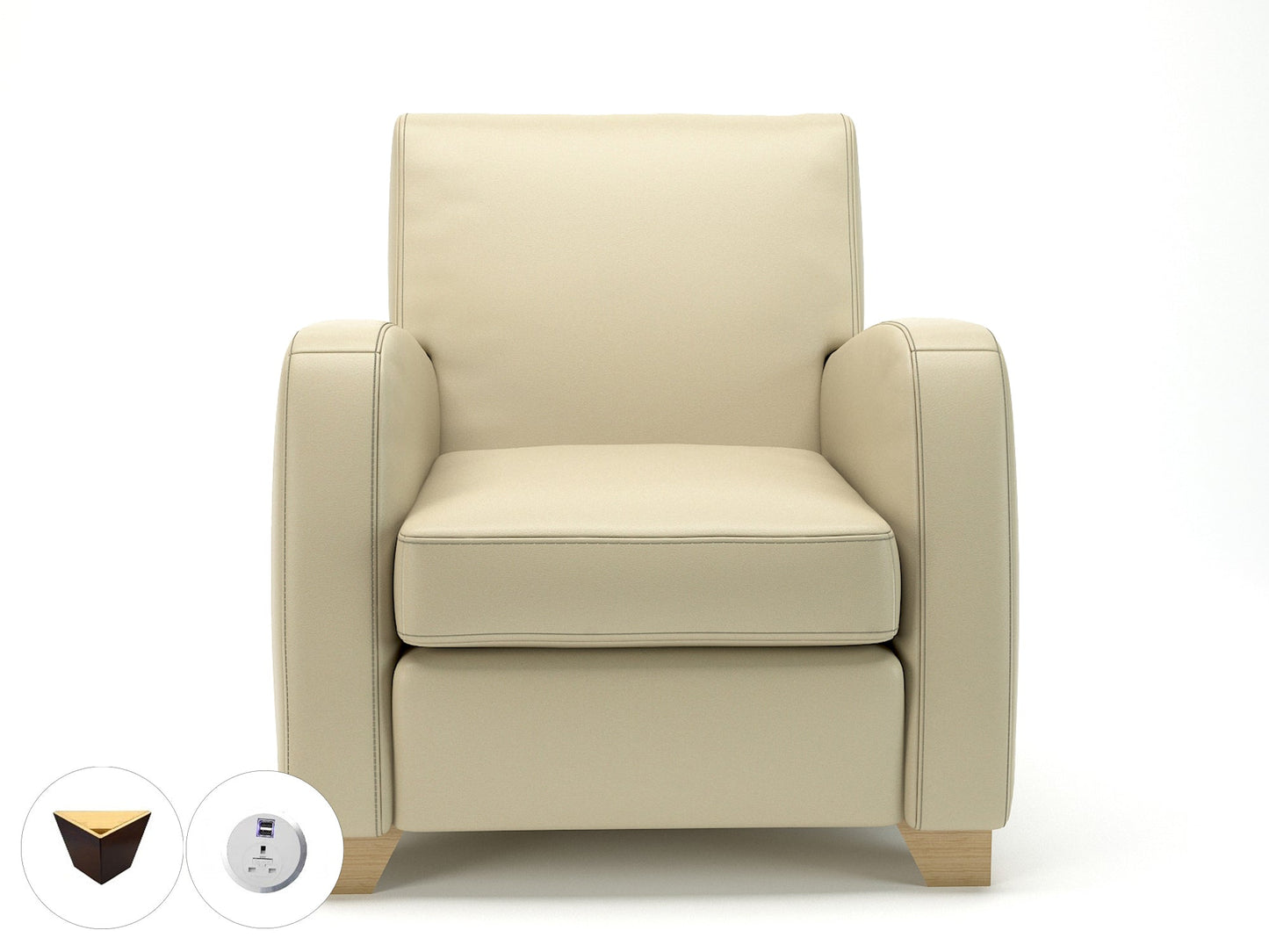 Wynne 81cm Wide Armchair in Cristina Marrone Ultima Faux Leather - Ergometric