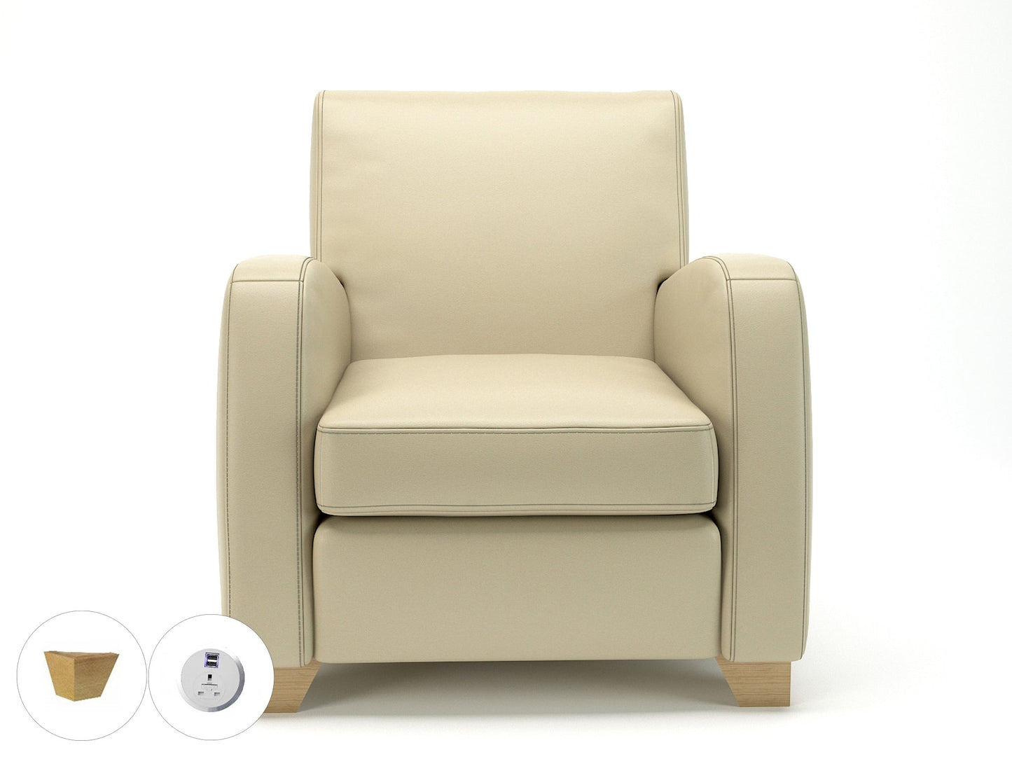 Wynne 81cm Wide Armchair in Cristina Marrone Ultima Faux Leather - Ergometric
