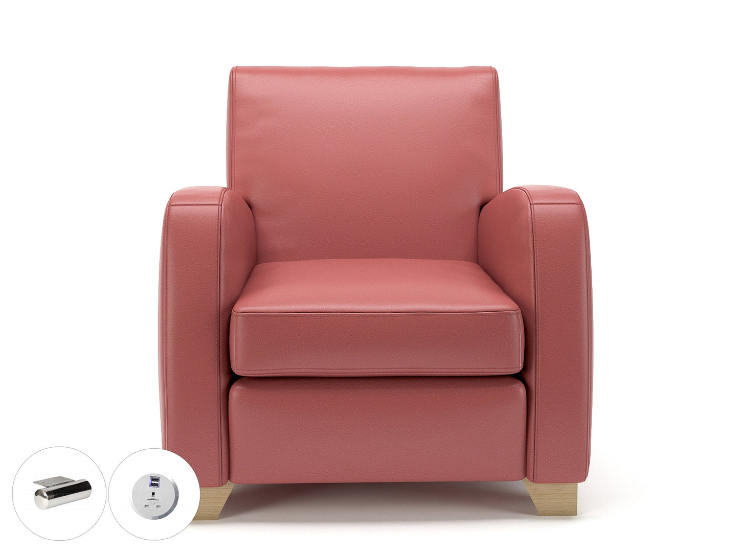 Wynne 81cm Wide Armchair in Cristina Marrone Ultima Faux Leather - Ergometric