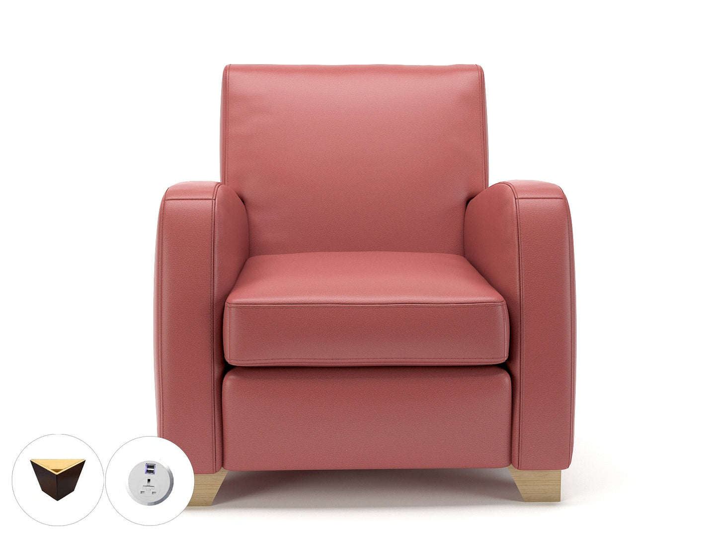 Wynne 81cm Wide Armchair in Cristina Marrone Ultima Faux Leather - Ergometric