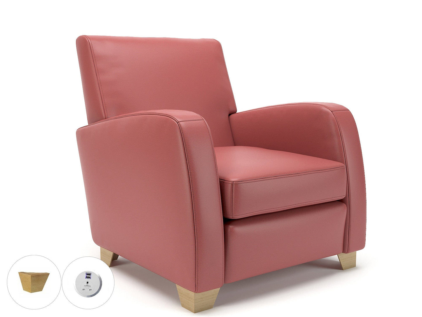 Wynne 81cm Wide Armchair in Cristina Marrone Ultima Faux Leather - Ergometric