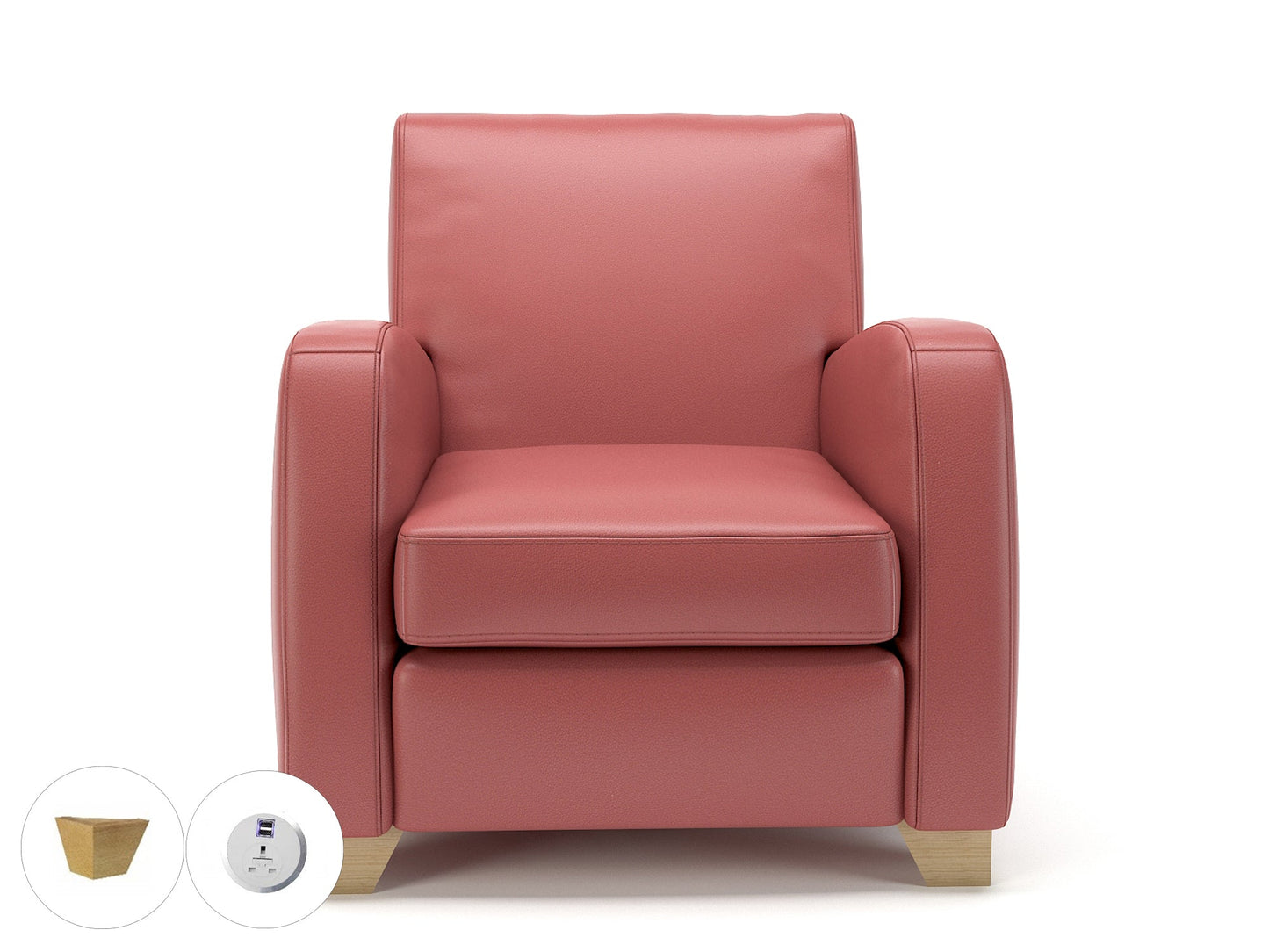 Wynne 81cm Wide Armchair in Cristina Marrone Ultima Faux Leather - Ergometric