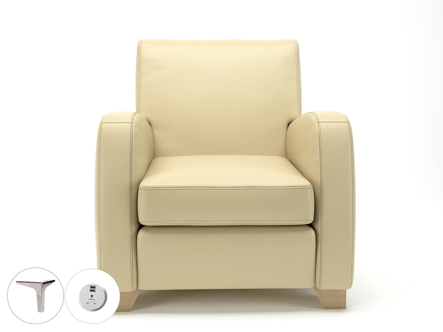 Wynne 81cm Wide Armchair in Cristina Marrone Ultima Faux Leather - Ergometric