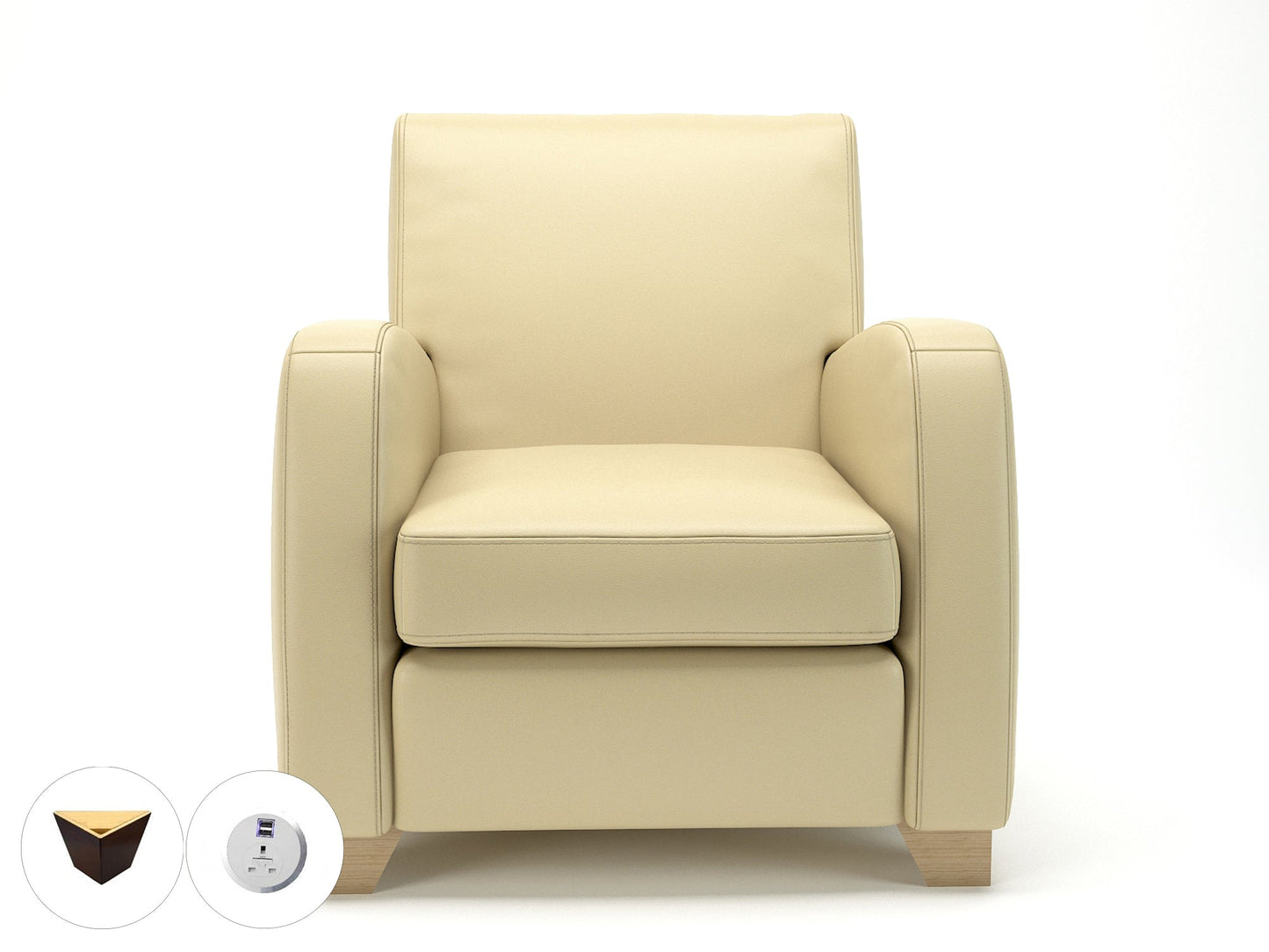 Wynne 81cm Wide Armchair in Cristina Marrone Ultima Faux Leather - Ergometric