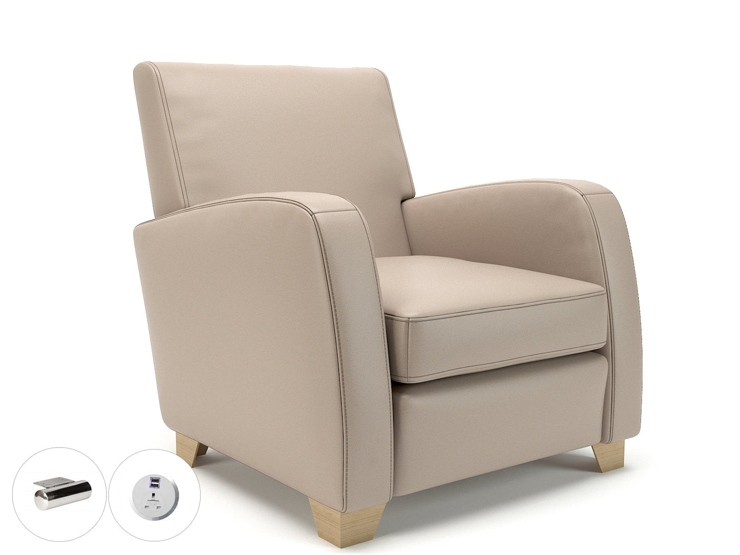 Wynne 81cm Wide Armchair in Cristina Marrone Ultima Faux Leather - Ergometric