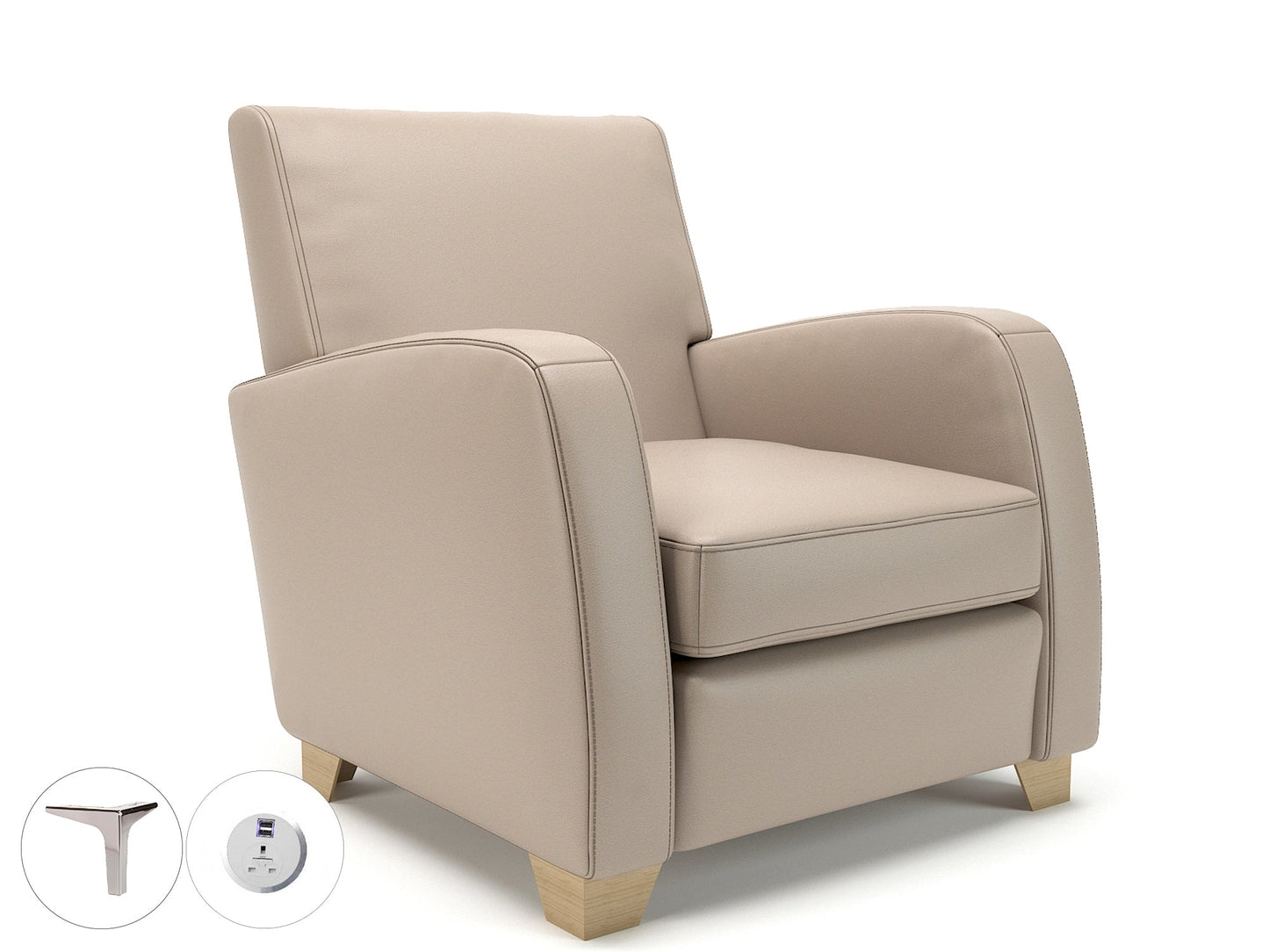 Wynne 81cm Wide Armchair in Cristina Marrone Ultima Faux Leather - Ergometric