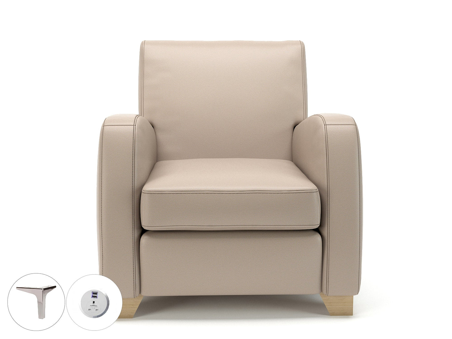Wynne 81cm Wide Armchair in Cristina Marrone Ultima Faux Leather - Ergometric