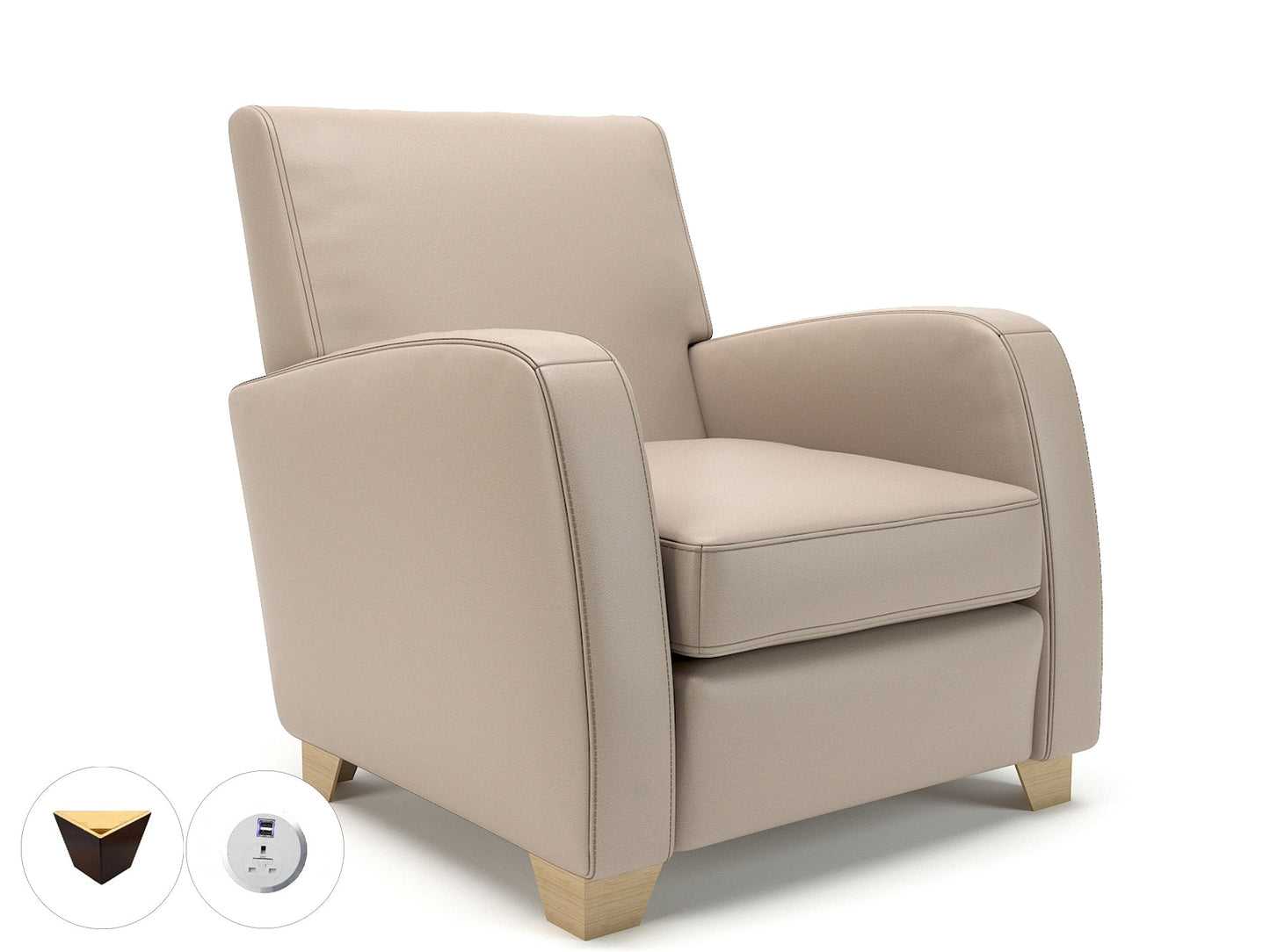 Wynne 81cm Wide Armchair in Cristina Marrone Ultima Faux Leather - Ergometric