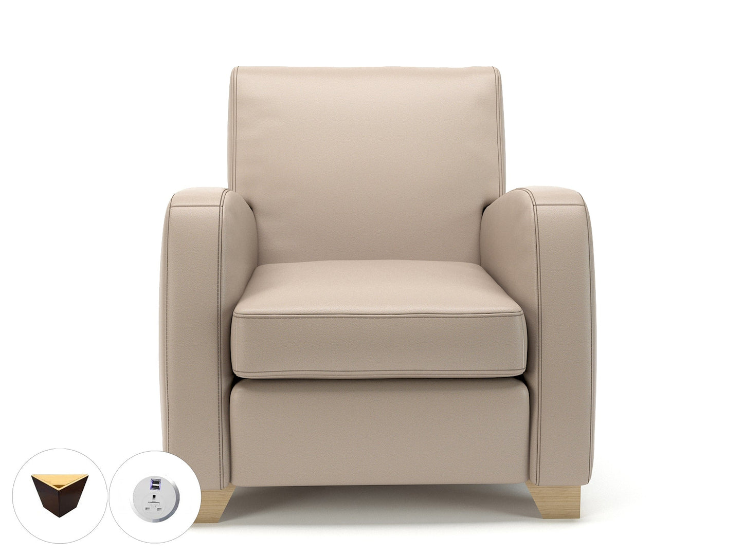 Wynne 81cm Wide Armchair in Cristina Marrone Ultima Faux Leather - Ergometric