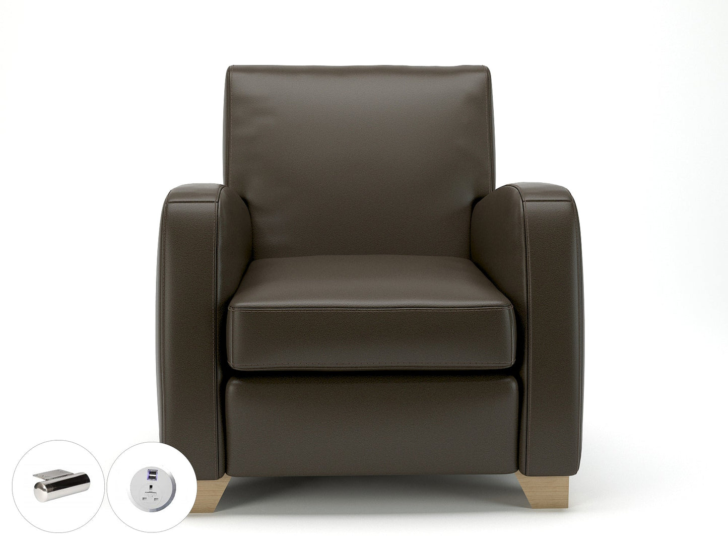 Wynne 81cm Wide Armchair in Cristina Marrone Ultima Faux Leather - Ergometric