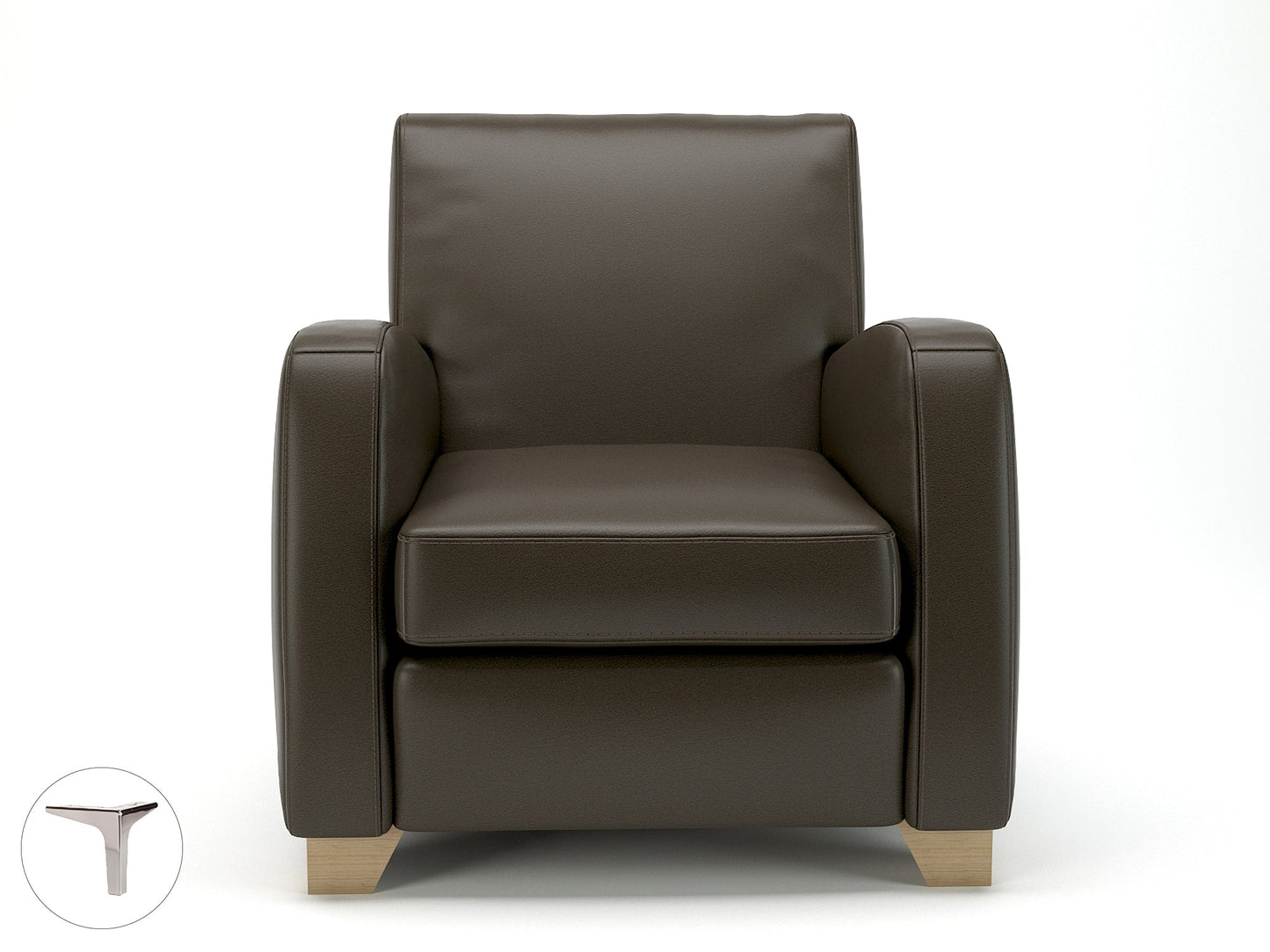 Wynne 81cm Wide Armchair in Cristina Marrone Ultima Faux Leather - Ergometric