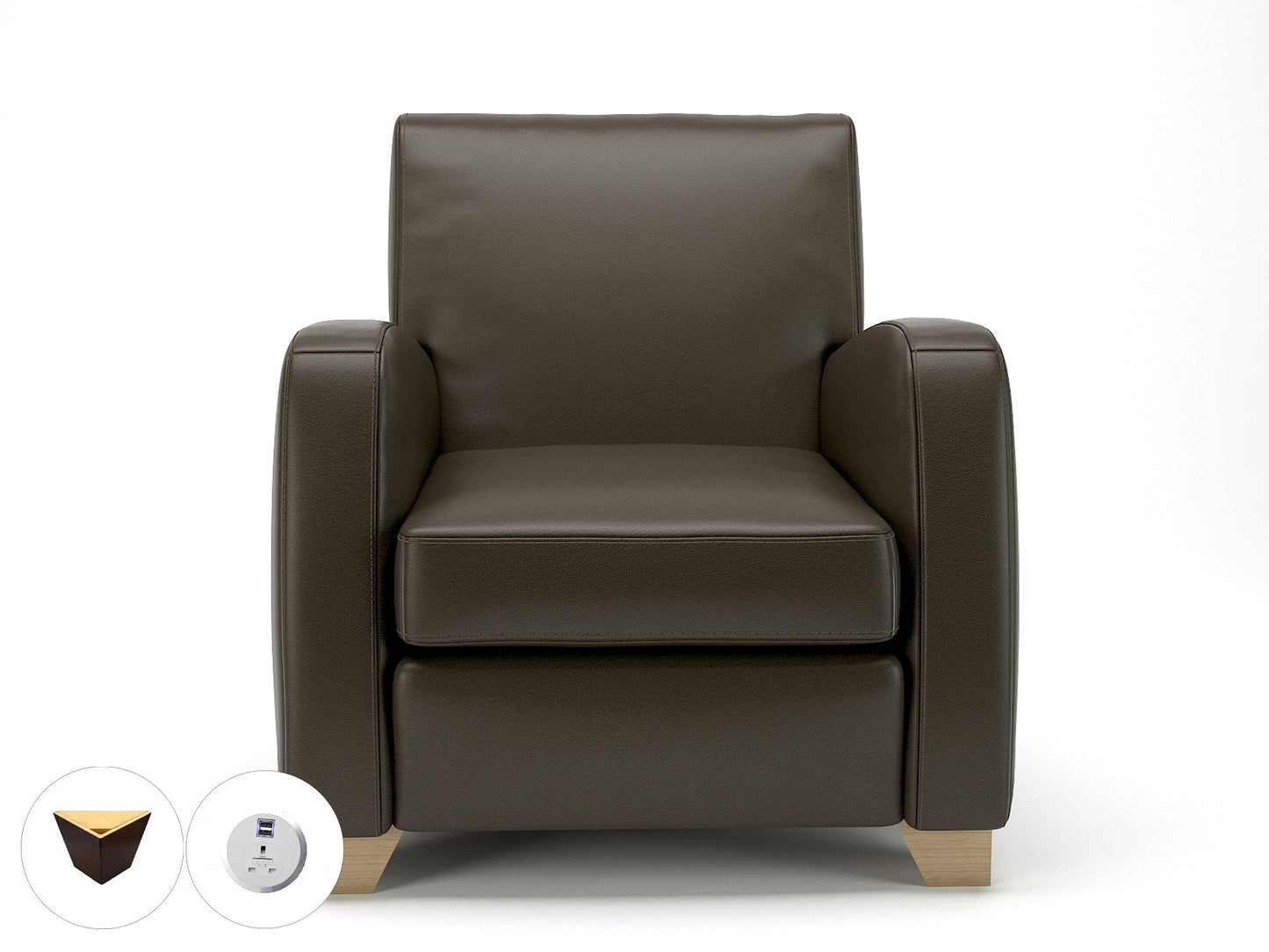 Wynne 81cm Wide Armchair in Cristina Marrone Ultima Faux Leather - Ergometric