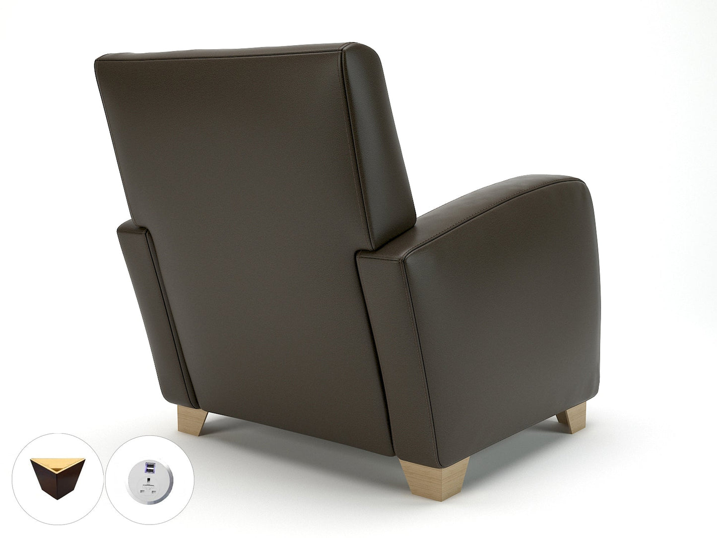 Wynne 81cm Wide Armchair in Cristina Marrone Ultima Faux Leather - Ergometric