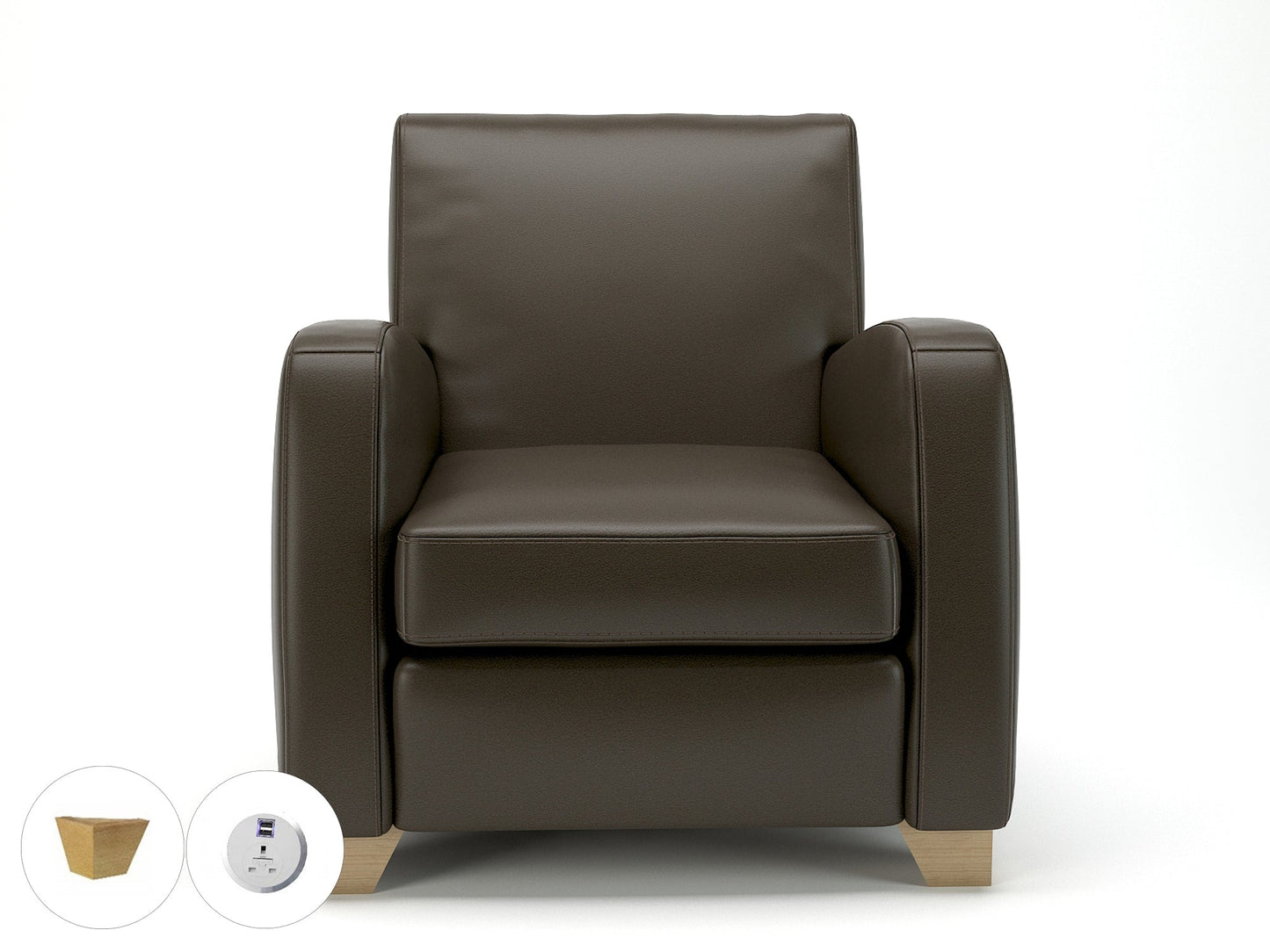 Wynne 81cm Wide Armchair in Cristina Marrone Ultima Faux Leather - Ergometric