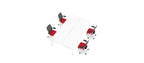 4 Person White Bench Desk Bundle With 4 N-Form Chairs