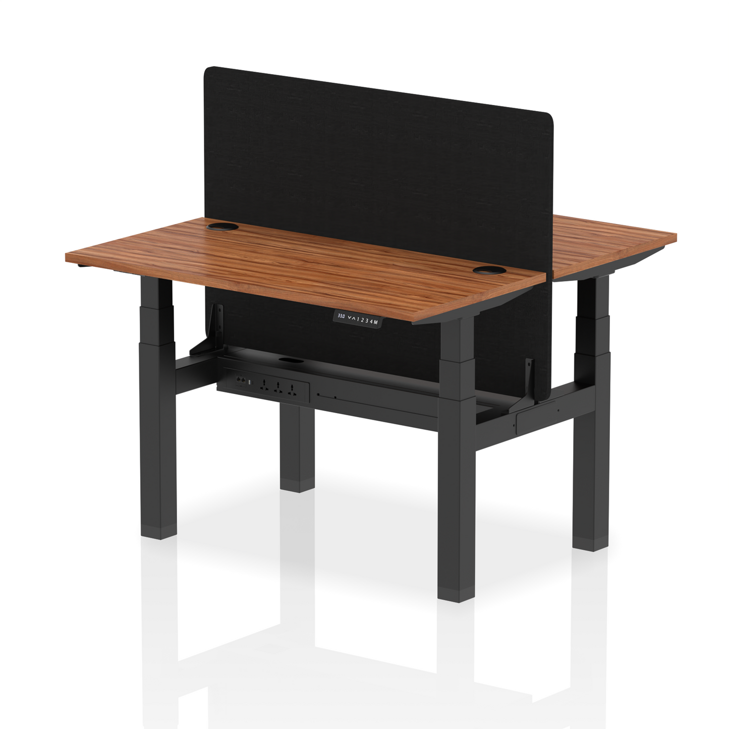 Air Back-to-Back Slimline Height Adjustable Bench Desk - 2 Person with Black Straight Screen - Ergometric