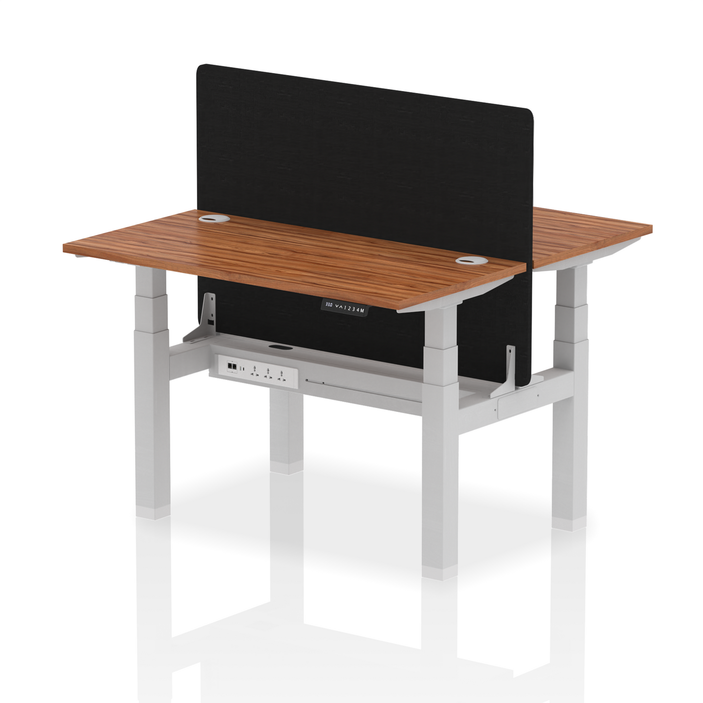 Air Back-to-Back Slimline Height Adjustable Bench Desk - 2 Person with Black Straight Screen - Ergometric