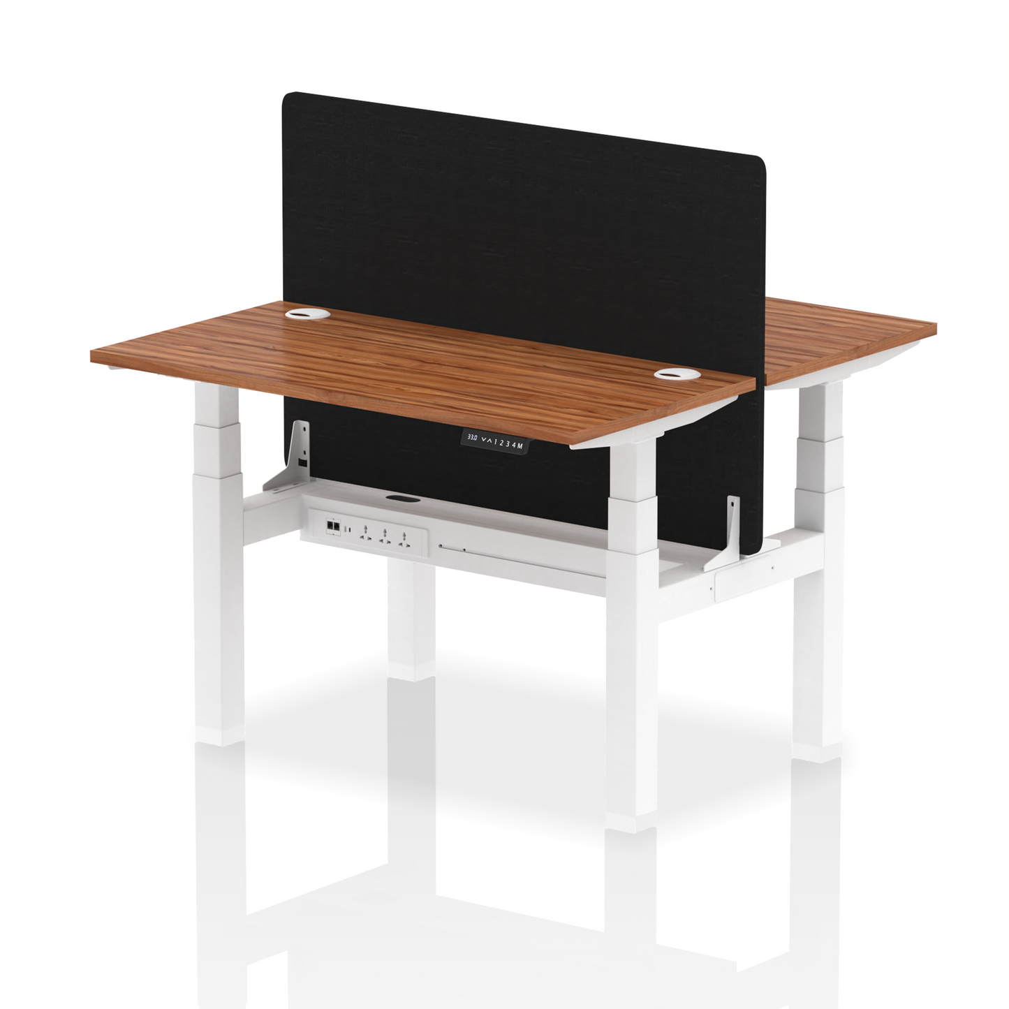 Air Back-to-Back Slimline Height Adjustable Bench Desk - 2 Person with Black Straight Screen - Ergometric