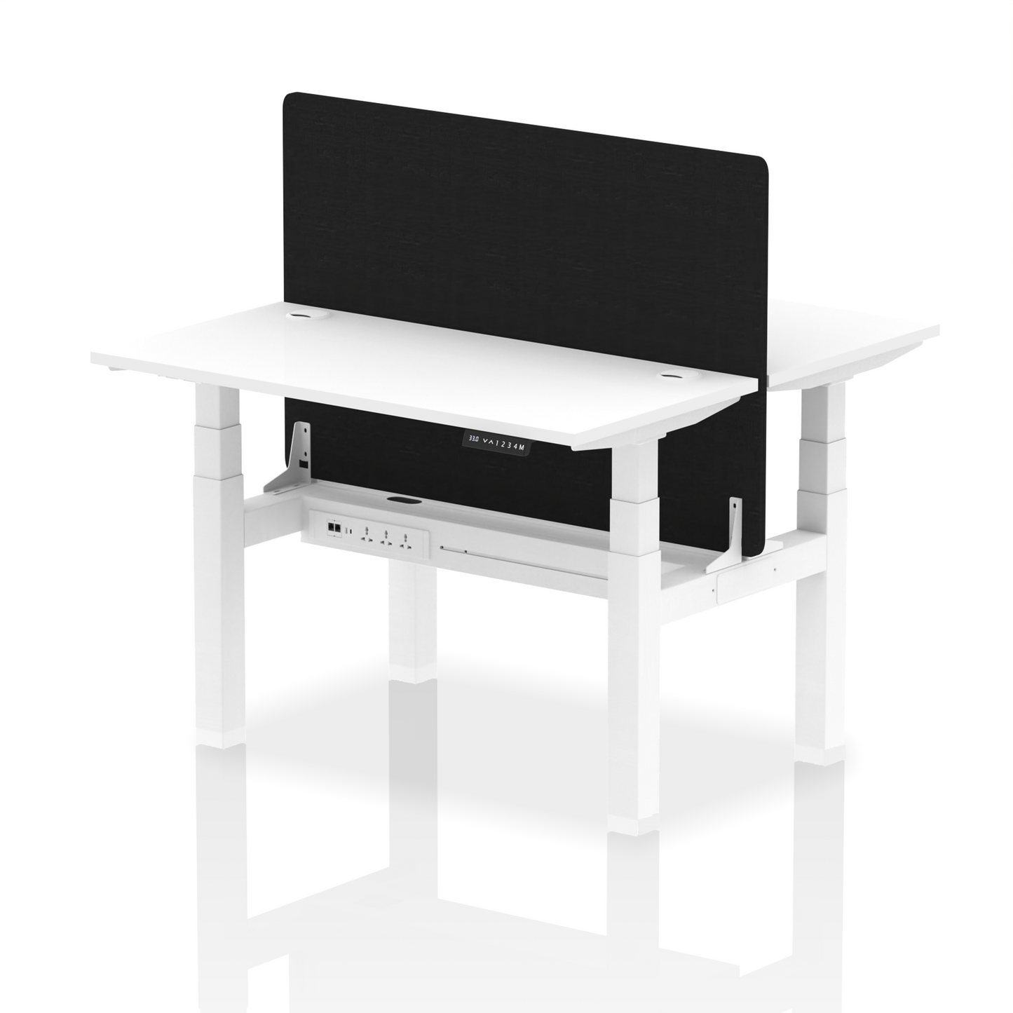 Air Back-to-Back Slimline Height Adjustable Bench Desk - 2 Person with Black Straight Screen - Ergometric