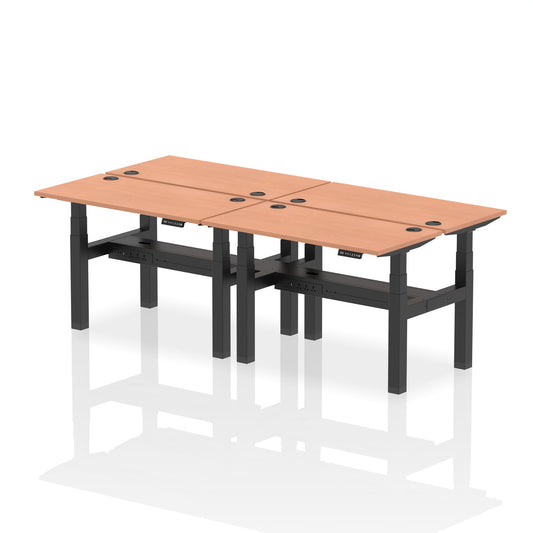 Air Back-to-Back Slimline Height Adjustable Bench Desk - 4 Person - Ergometric