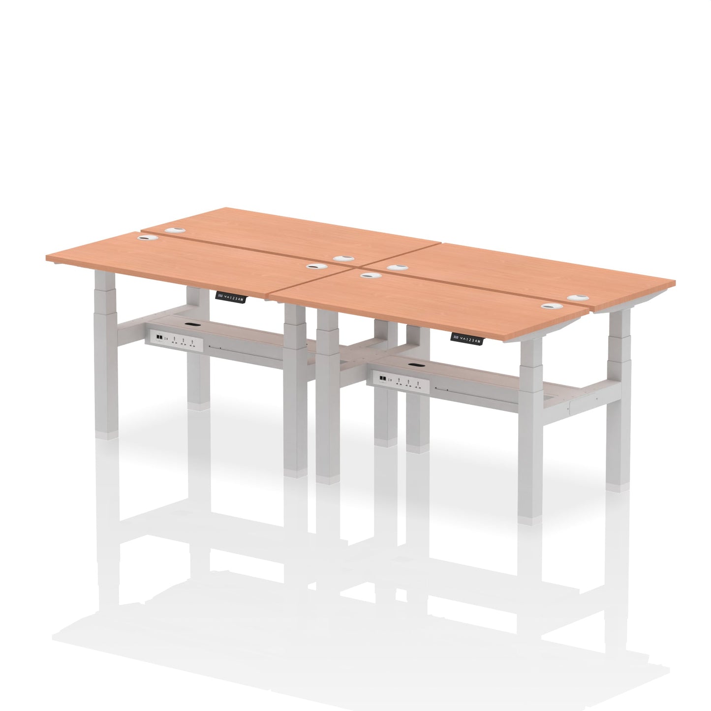 Air Back-to-Back Slimline Height Adjustable Bench Desk - 4 Person - Ergometric