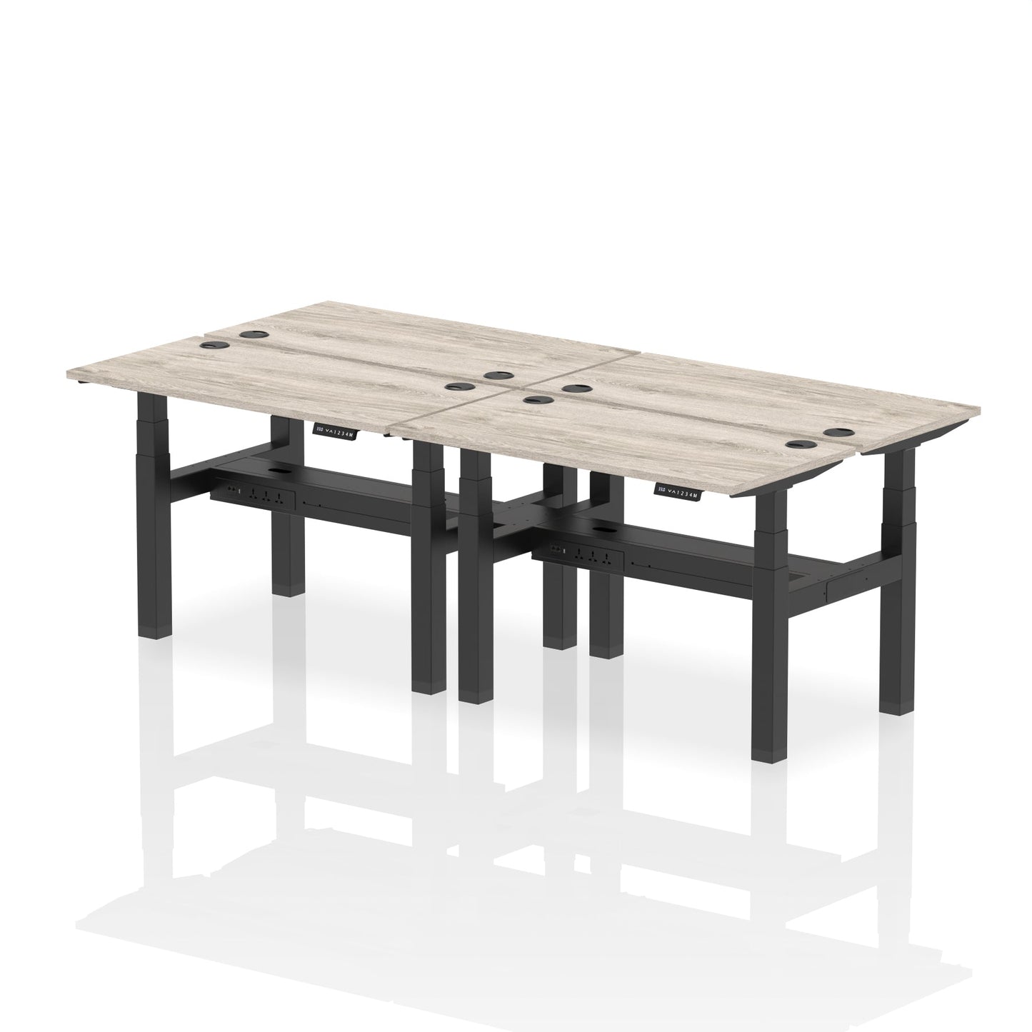 Air Back-to-Back Slimline Height Adjustable Bench Desk - 4 Person - Ergometric