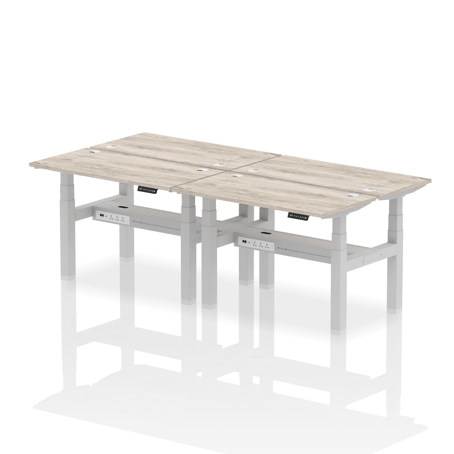 Air Back-to-Back Slimline Height Adjustable Bench Desk - 4 Person - Ergometric