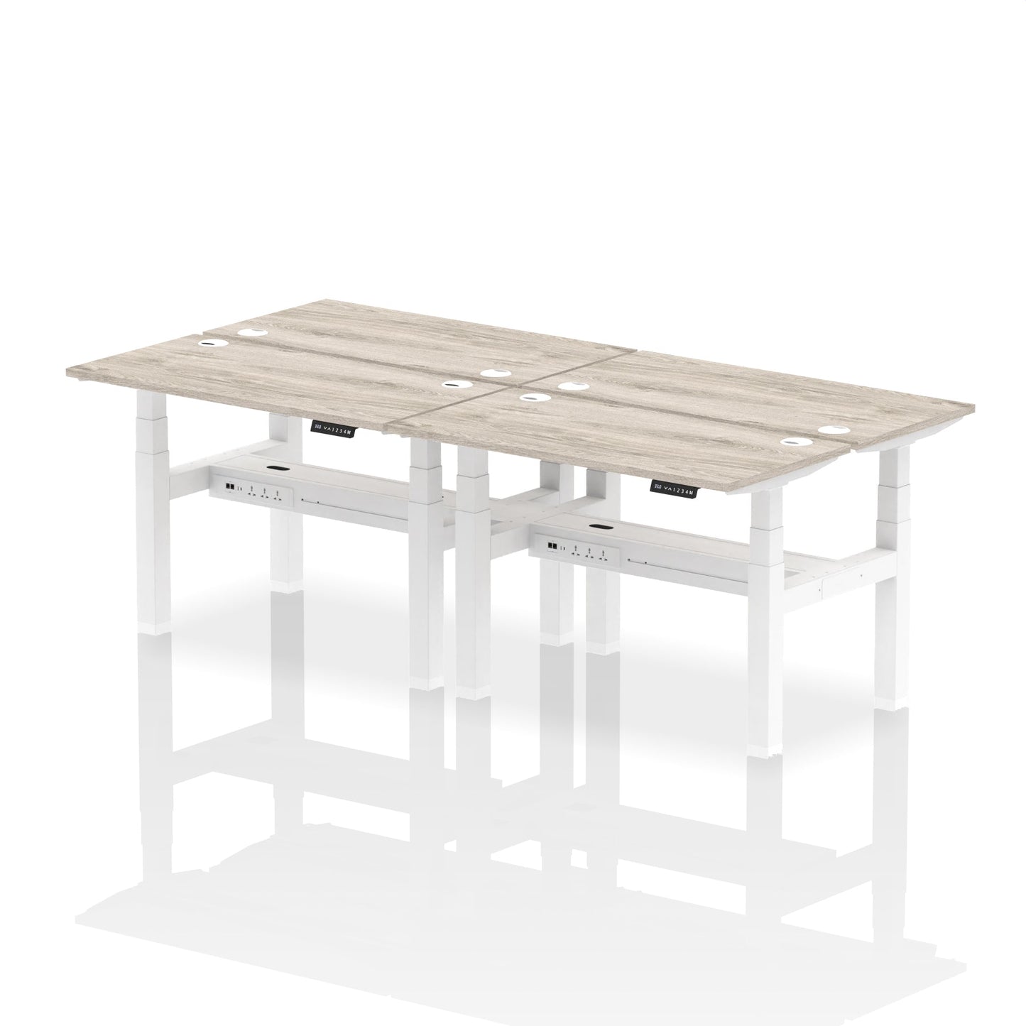 Air Back-to-Back Slimline Height Adjustable Bench Desk - 4 Person - Ergometric