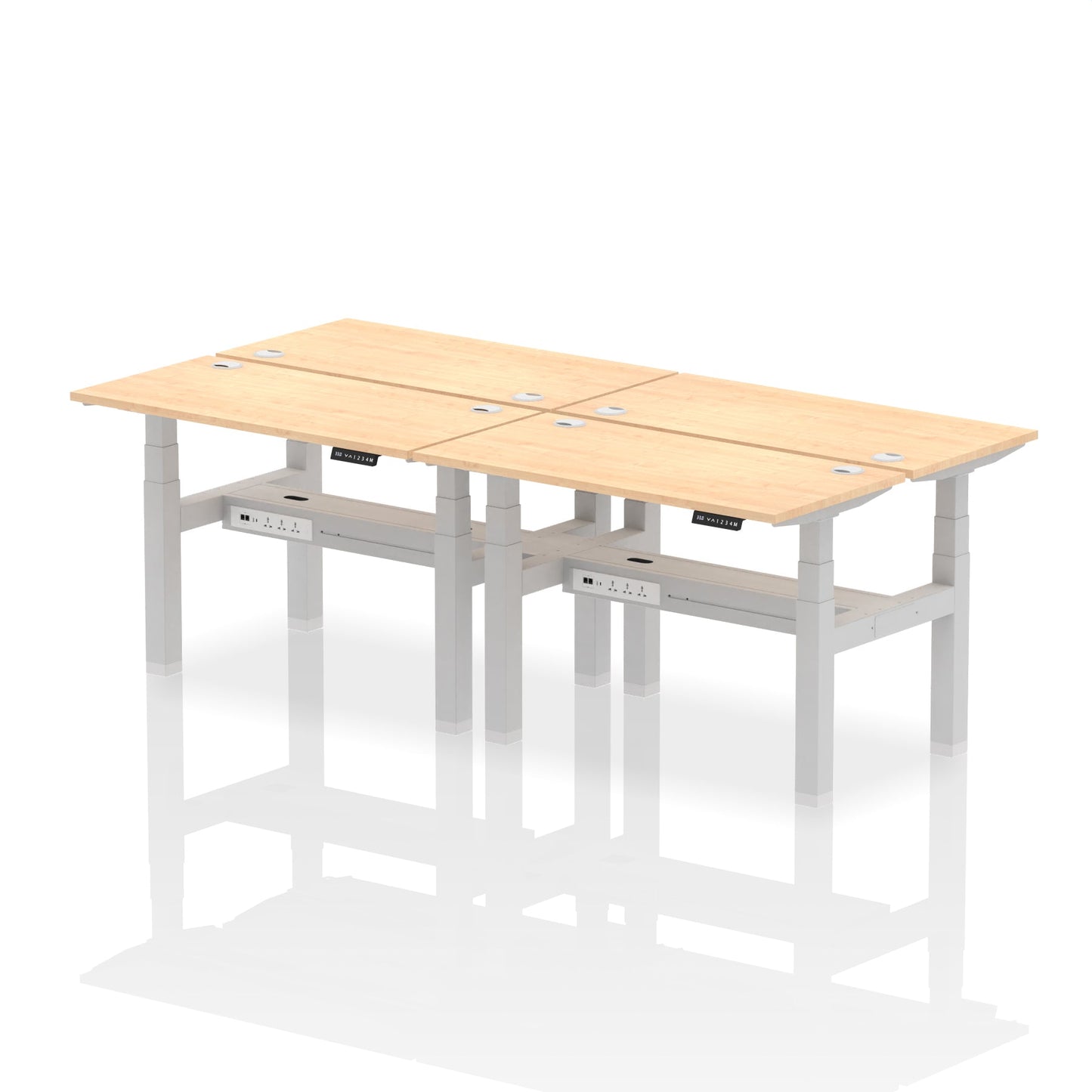 Air Back-to-Back Slimline Height Adjustable Bench Desk - 4 Person - Ergometric