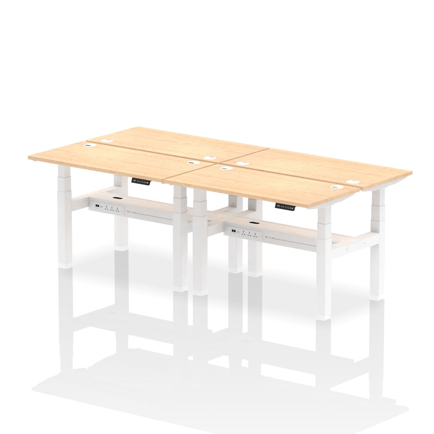Air Back-to-Back Slimline Height Adjustable Bench Desk - 4 Person - Ergometric