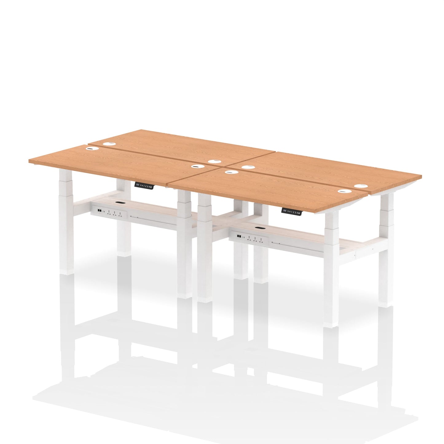 Air Back-to-Back Slimline Height Adjustable Bench Desk - 4 Person - Ergometric