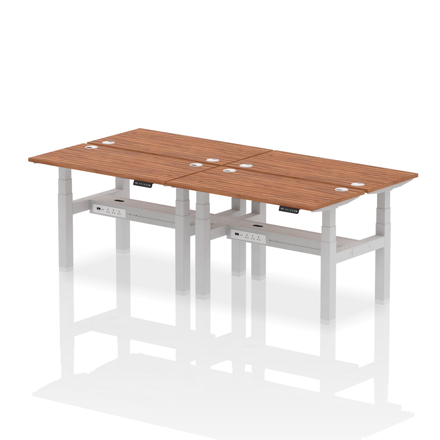 Air Back-to-Back Slimline Height Adjustable Bench Desk - 4 Person - Ergometric