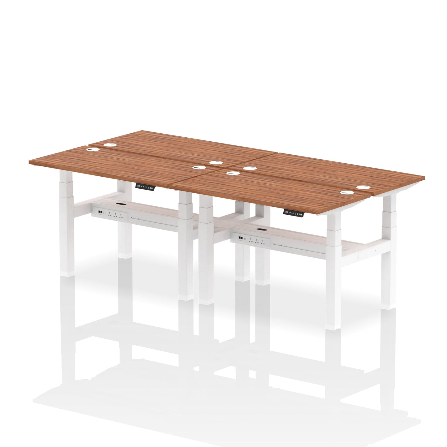 Air Back-to-Back Slimline Height Adjustable Bench Desk - 4 Person - Ergometric