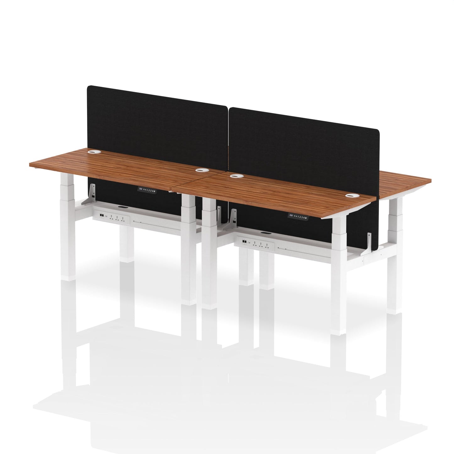 Air Back-to-Back Slimline Height Adjustable Bench Desk - 4 Person with Black Straight Screen - Ergometric
