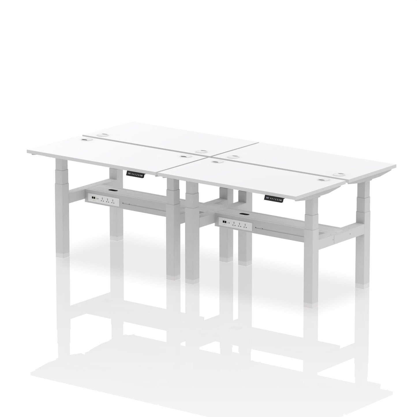 Air Back-to-Back Slimline Height Adjustable Bench Desk - 4 Person - Ergometric