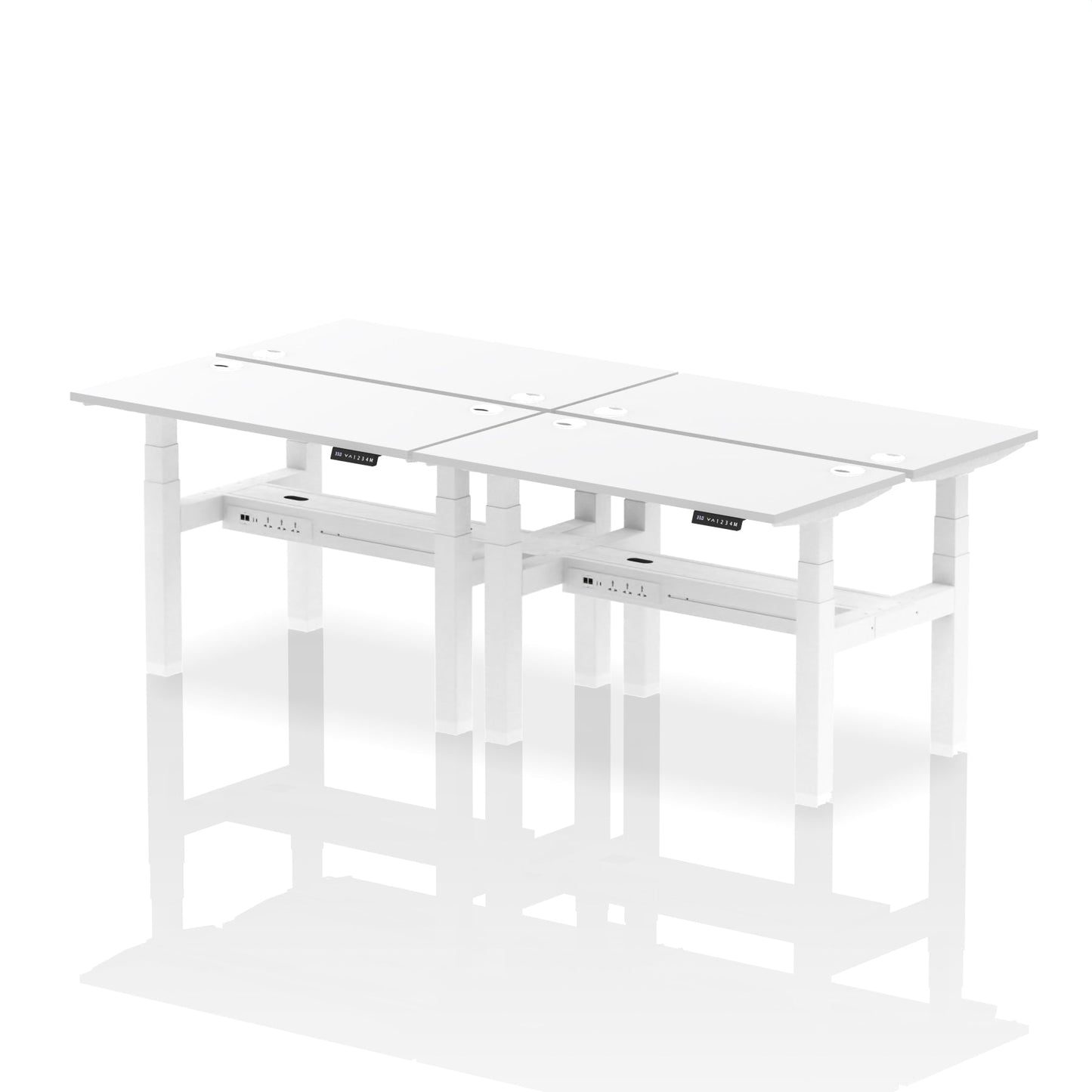 Air Back-to-Back Slimline Height Adjustable Bench Desk - 4 Person - Ergometric
