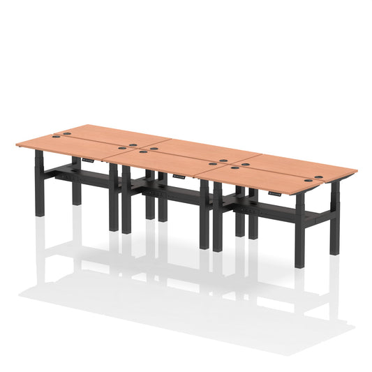 Air Back-to-Back Slimline Height Adjustable Bench Desk - 6 Person - Ergometric