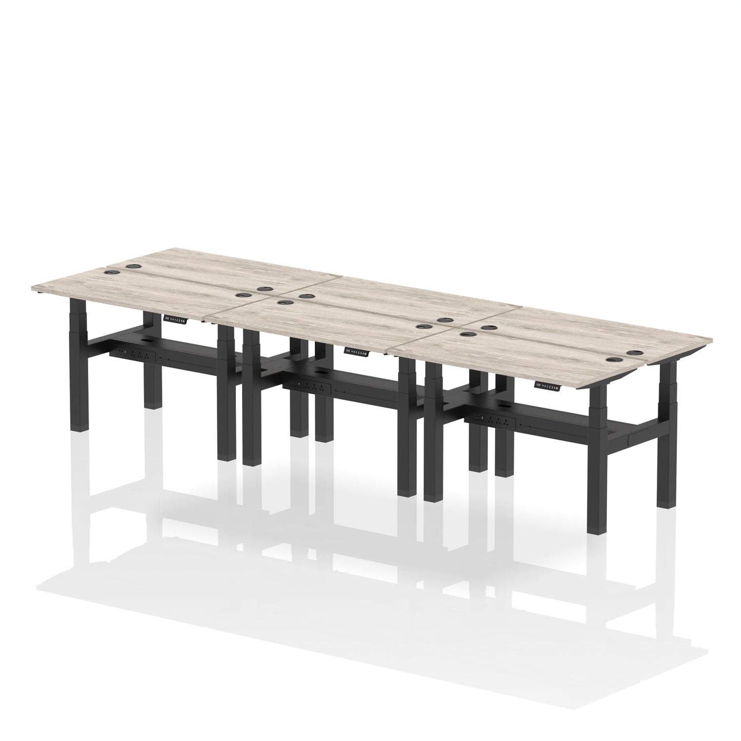 Air Back-to-Back Slimline Height Adjustable Bench Desk - 6 Person - Ergometric