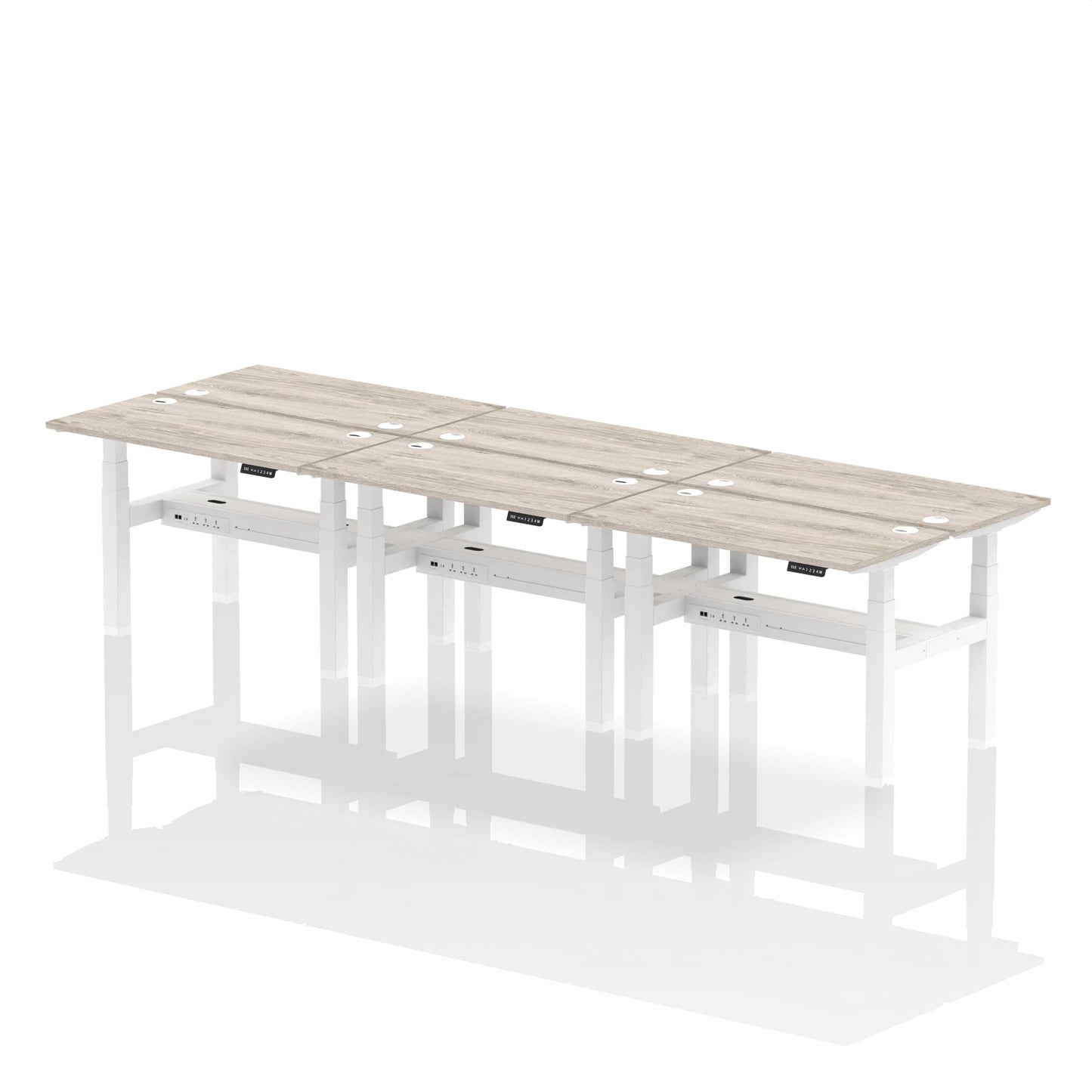 Air Back-to-Back Slimline Height Adjustable Bench Desk - 6 Person - Ergometric