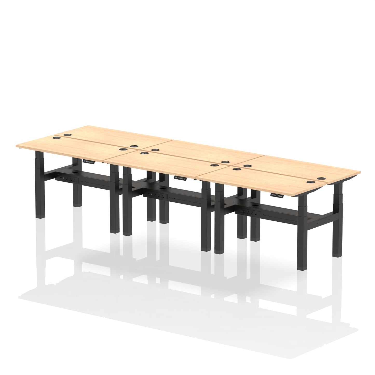 Air Back-to-Back Slimline Height Adjustable Bench Desk - 6 Person - Ergometric